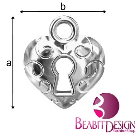 Zawieszka serce kłódka 9,5x8mm Zawieszka serce kłódka 9,5x8mm